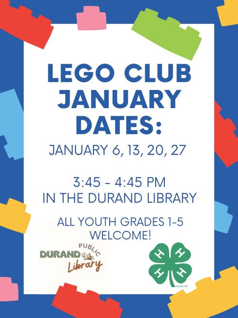 Durand Community Library and 4-H LEGO Flier