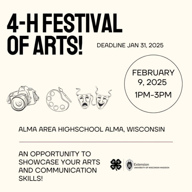 Festival of Arts on February 9, 1-3 PM. Register by January 31.
